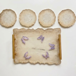 Beige butterfly Resin Tray - A Touch of Sophistication