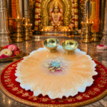 Crystal Studded Orange Resin Pooja thali - Image 3