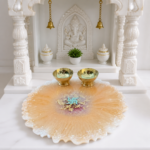 Crystal Studded Orange Resin Pooja thali - Image 2