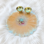Crystal Studded Orange Resin Pooja thali