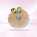 Crystal Studded Orange Resin Pooja thali - Image 2