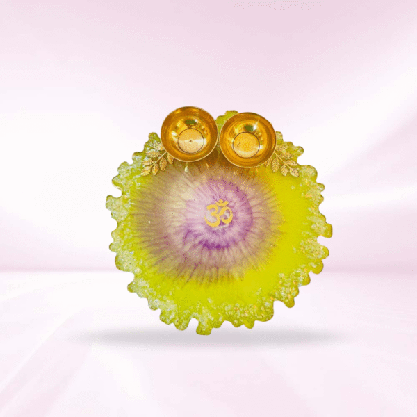 Pista Green With Om Resi Pooja thali