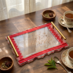 Red Border Gamusa tray without coaster ( transparent) - Image 5