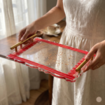 Red Border Gamusa tray without coaster ( transparent) - Image 3