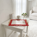 Red Border Gamusa tray without coaster ( transparent) - Image 2