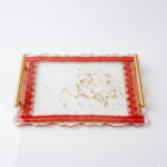 Red Border Gamusa tray without coaster ( transparent)