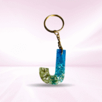 Personalized Blue Resin Alphabet J Keychain - Your Initials in Style