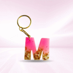 Personalized Pink Resin Alphabet M Keychain - Your Initials in Style
