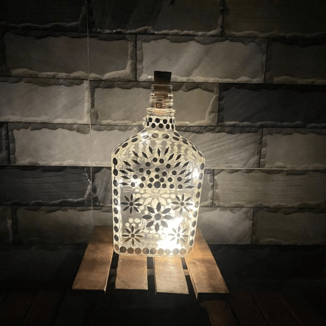 B3 Illuminate Your Space: Bottle Art with Mirror Stickers and Lights - Image 1