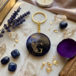 Black Alphabet G Resin Round Keychain - Image 4