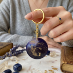 Black Alphabet G Resin Round Keychain