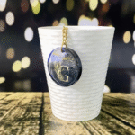 Black Alphabet G Resin Round Keychain - Image 2