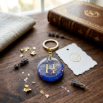 Blue Alphabet H Resin Round Keychain - Image 4