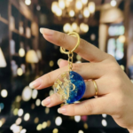 Blue Alphabet P Resin Round Keychain - Image 4