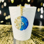 Blue Alphabet P Resin Round Keychain - Image 2