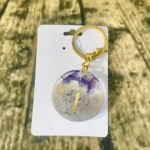 Glitter Alphabet I Resin Round Keychain