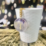 Glitter Alphabet I Resin Round Keychain - Image 2