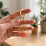 Peach Alphabet C Resin Round Keychain