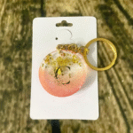 Peach Alphabet C Resin Round Keychain