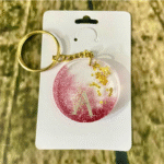Pink Alphabet A Resin Round Keychain