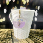 Purple Alphabet J Resin Round Keychain - Image 2