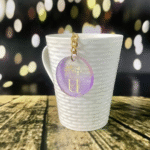 Purple Alphabet U Resin Round Keychain - Image 2