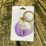 Purple Alphabet U Resin Round Keychain