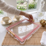 Single Border Gamusa Tray without coasters( transparent) - Image 3