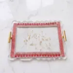 Single Border Gamusa Tray without coasters( transparent)