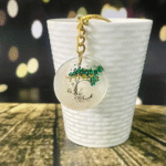 White Alphabet C Resin Round Keychain - Image 2