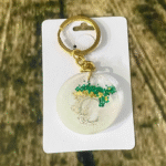 White Alphabet C Resin Round Keychain