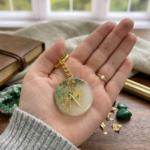 Yellow Alphabet N Resin Round Keychain