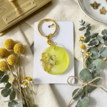 Yellow Alphabet S Resin Round Keychain - Image 3