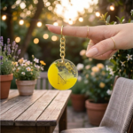 Yellow Dark Alphabet N Resin Round Keychain - Image 3