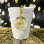 Yellow Alphabet N Resin Round Keychain - Image 2