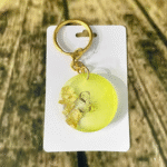 Yellow Alphabet S Resin Round Keychain