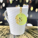 Yellow Alphabet S Resin Round Keychain - Image 2