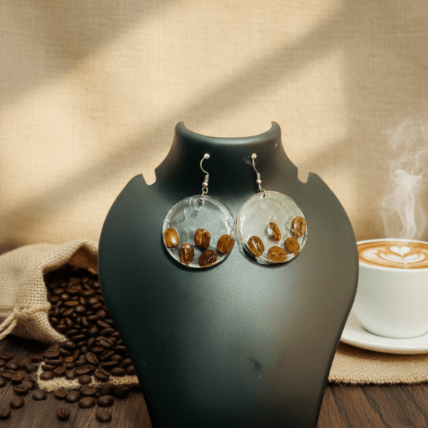Coffee Lover's Delight - Real Coffee Beans Resin Earrings