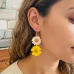 Delicate Blooms - Real Pressed Double Daisy Earrings - Image 4