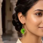 Diamond Green Real Pressed Daisy Earrings - Image 4