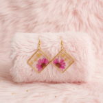 Diamond Pink Real Pressed Daisy Earrings - Image 3