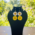 Delicate Blooms - Real Pressed Double Daisy Earrings