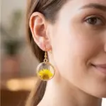 Round Real Pressed Daisy Earrings - Image 4