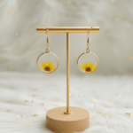 Round Real Pressed Daisy Earrings