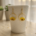 Round Real Pressed Daisy Earrings - Image 2