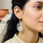 Sheer Fabric Oval Earrings - Image 4