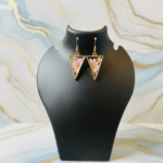 Triangle Pink Real Pressed Daisy Earrings