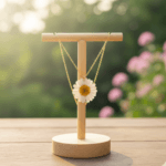 White Real Pressed Daisy Earrings and Pendant - Image 3