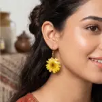 Yellow Real Pressed Daisy Earrings - Image 4