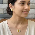 White Real Pressed Daisy Earrings and Pendant - Image 5